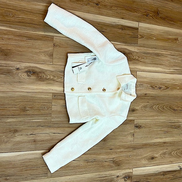 Aritzia Babaton Frances Jacket. Tweed Button Front Blazer. Cream Color - Picture 1 of 4